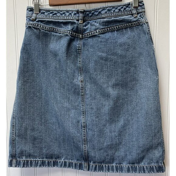 Anne Taylor Loft Factory Retro Y2K Medium Wash Front Pockets Denim Skirt Size 4 - Picture 5 of 11